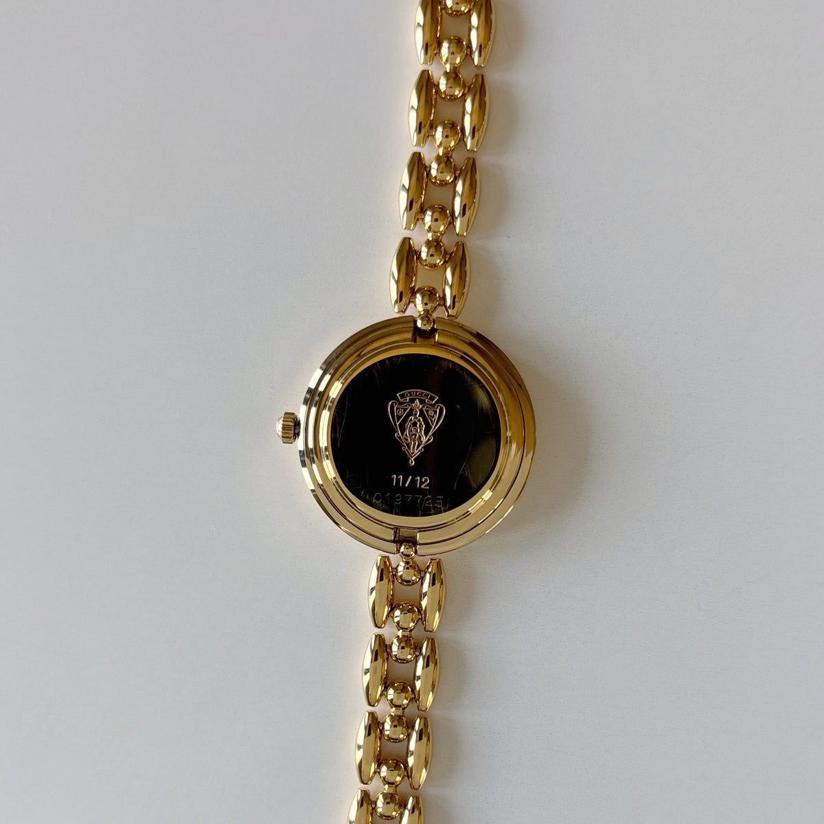 Gucci 1990s Interchangeable Bezel Gold Plated Rice Chain Watch with 6 bezels, case (160mm)