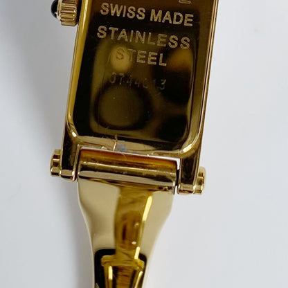 Gucci 1990s Seashell Dial Rectangular Gold Plated Bangle Watch (Small)