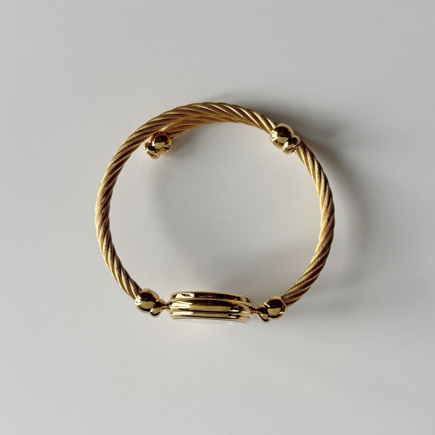 Gucci 1990s Black Dial Gold Plated Cable Bangle Watch