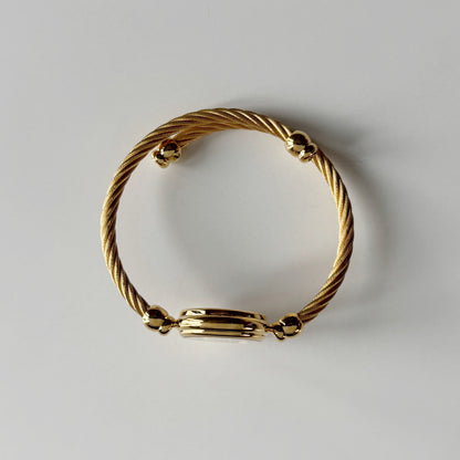 Gucci 1990s Black Dial Gold Plated Cable Bangle Watch
