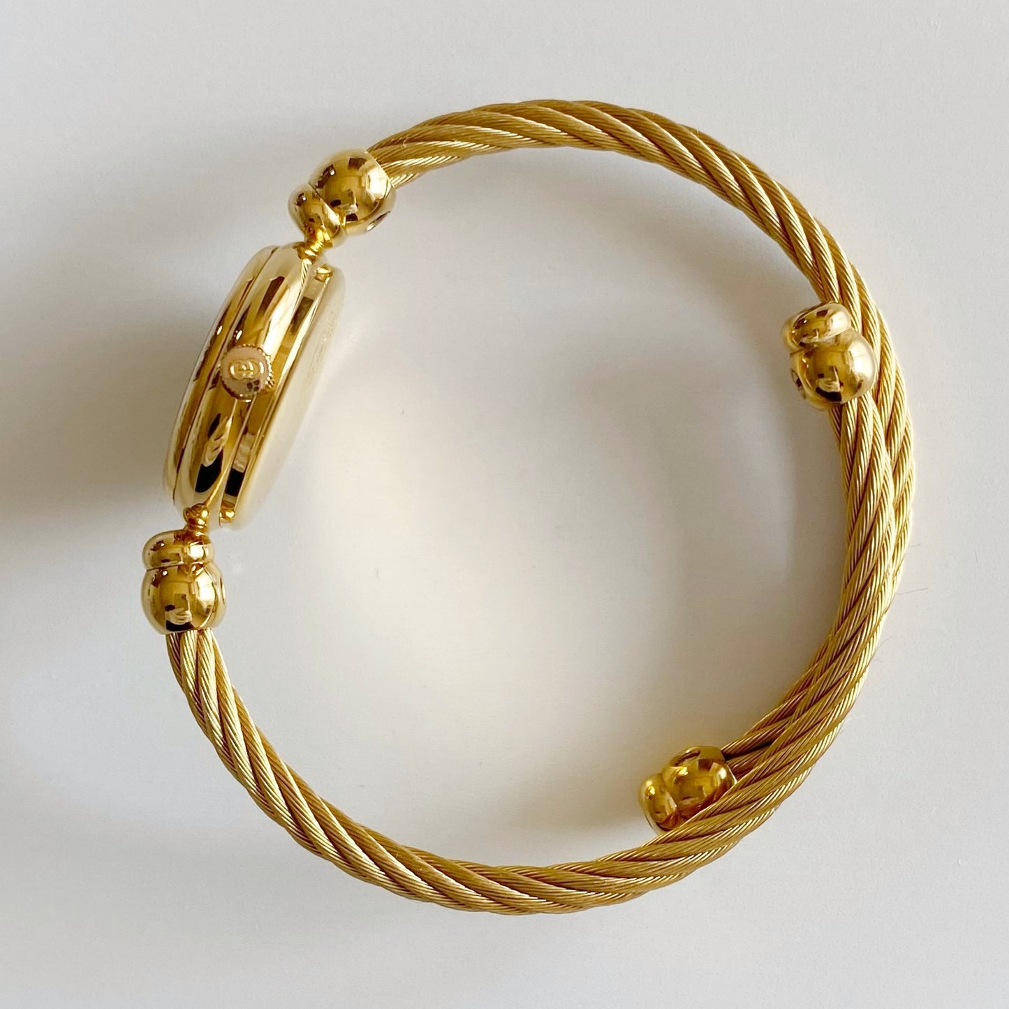 Gucci 1990s Gold Plated Cable Bangle Watch