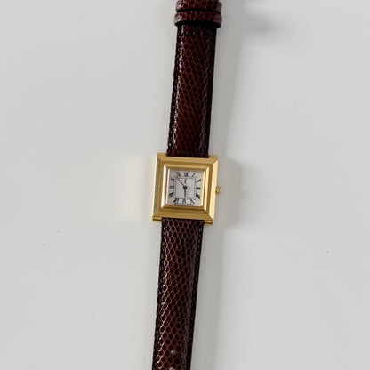 Yves Saint Laurent 1990s Square Dial Gold Plated Watch