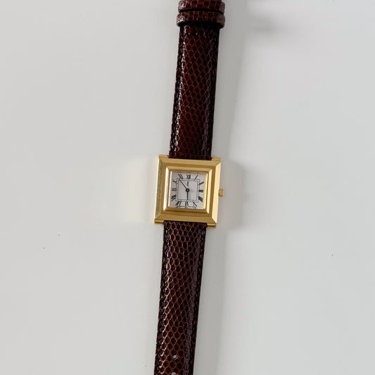 Yves Saint Laurent 1990s Square Dial Gold Plated Watch (9/5)