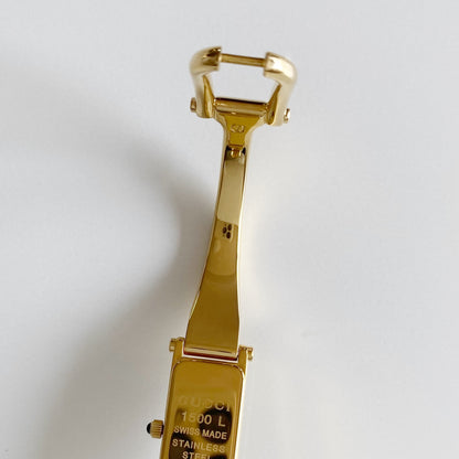 Gucci 1990s Gold Dial Gold Plated Bangle Watch (Small)
