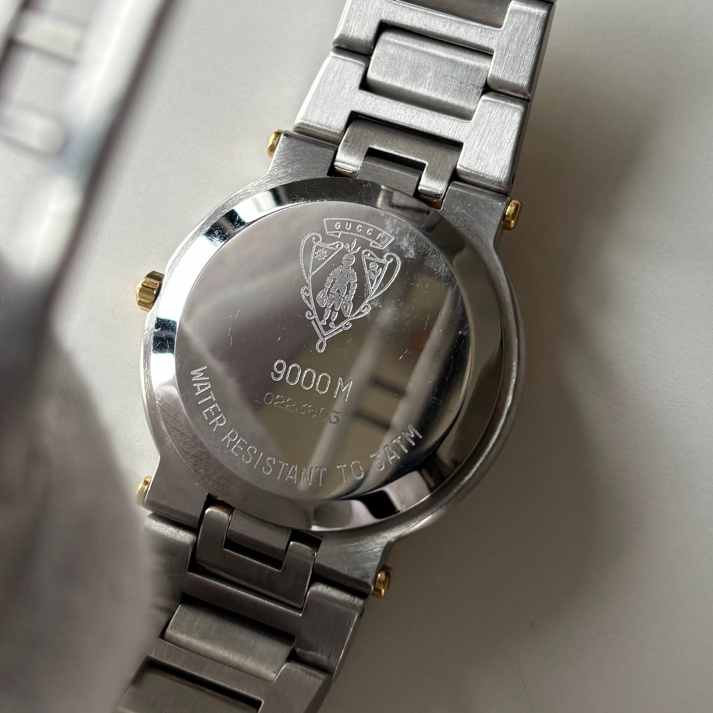 Gucci 1990s Date Round Dial Two Tone Watch (Large)