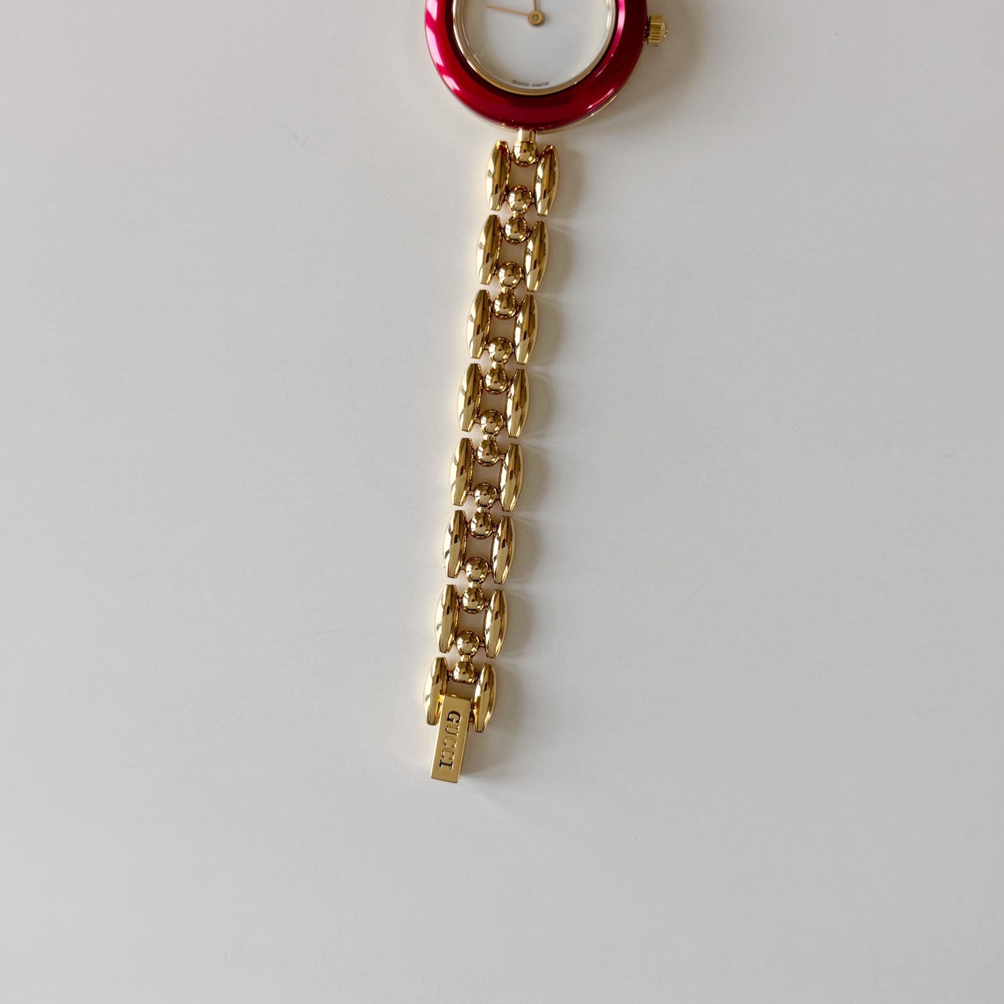 Gucci 1990s Interchangeable Bezel Gold Plated Rice Chain Watch with case, 6 bezels (160mm)