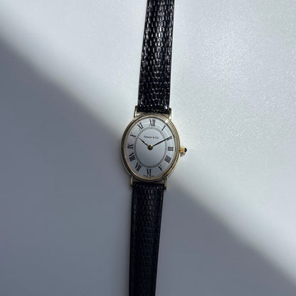 Tiffany 1990s Oval Dial 14K Case Watch