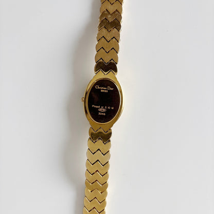 Dior 1990s Oval Dial Gold Plated Watch