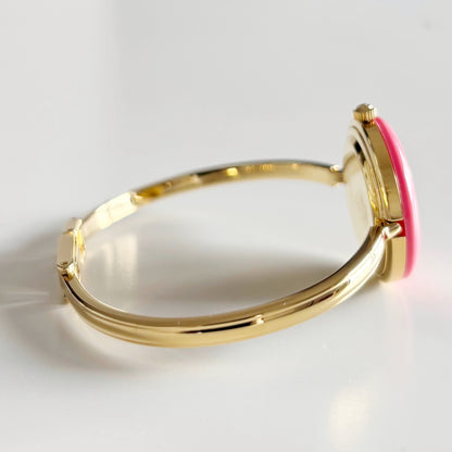 Gucci 1990s Interchangeable Bezel Gold Plated Bangle Watch with 12 bezels, case