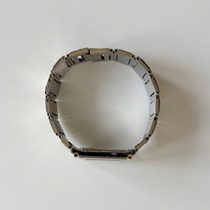Yves Saint Laurent 1990s Square Dial Two Tone Gold Plated Watch