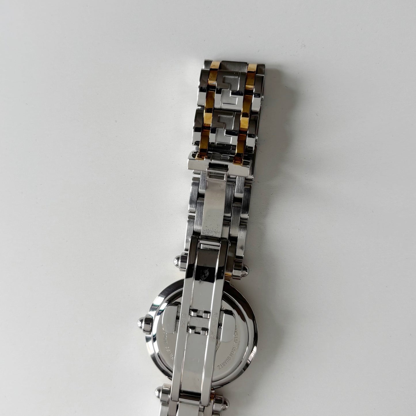 Fendi 1990s Black Round Dial Two Tone Watch