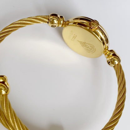 Gucci 1990s Seashell Dial Gold Plated Cable Bangle Watch