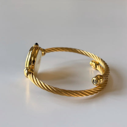 Gucci 1990s Seashell Dial Gold Plated Cable Bangle Watch