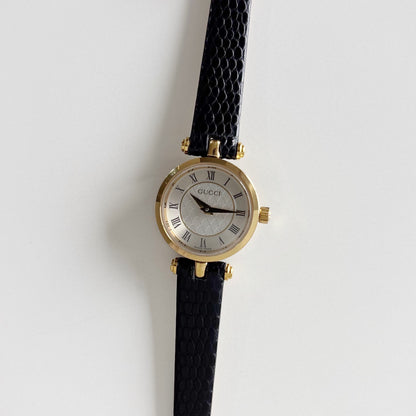Gucci 1990s Round Dial Gold Plated Watch