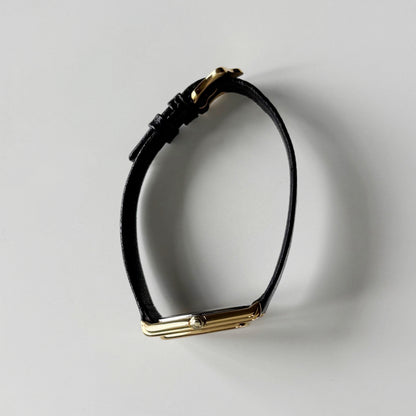 Celine 1980s Black Dial Gold Plated Watch