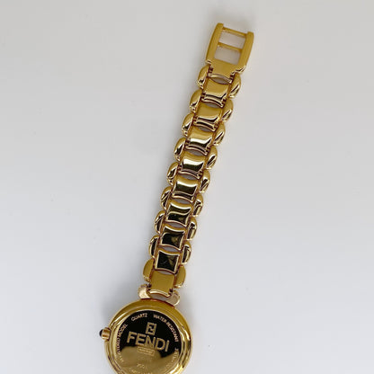 Fendi 1990s Gold Plated Round Watch