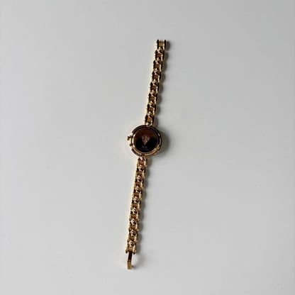 Gucci 1990s Interchangeable Bezel Gold Plated Rice Chain Watch with 6 bezels, case (160mm)
