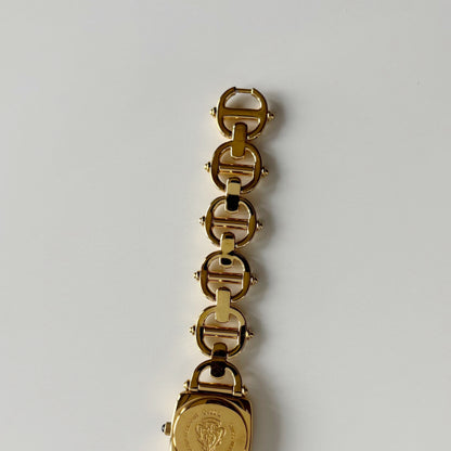 Gucci 1990s Seashell Dial Horsebit Gold Plated Watch