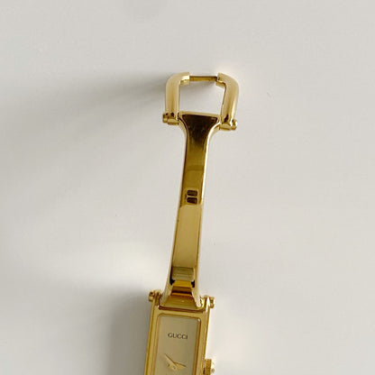 Gucci 1990s Gold Dial Gold Plated Bangle Watch