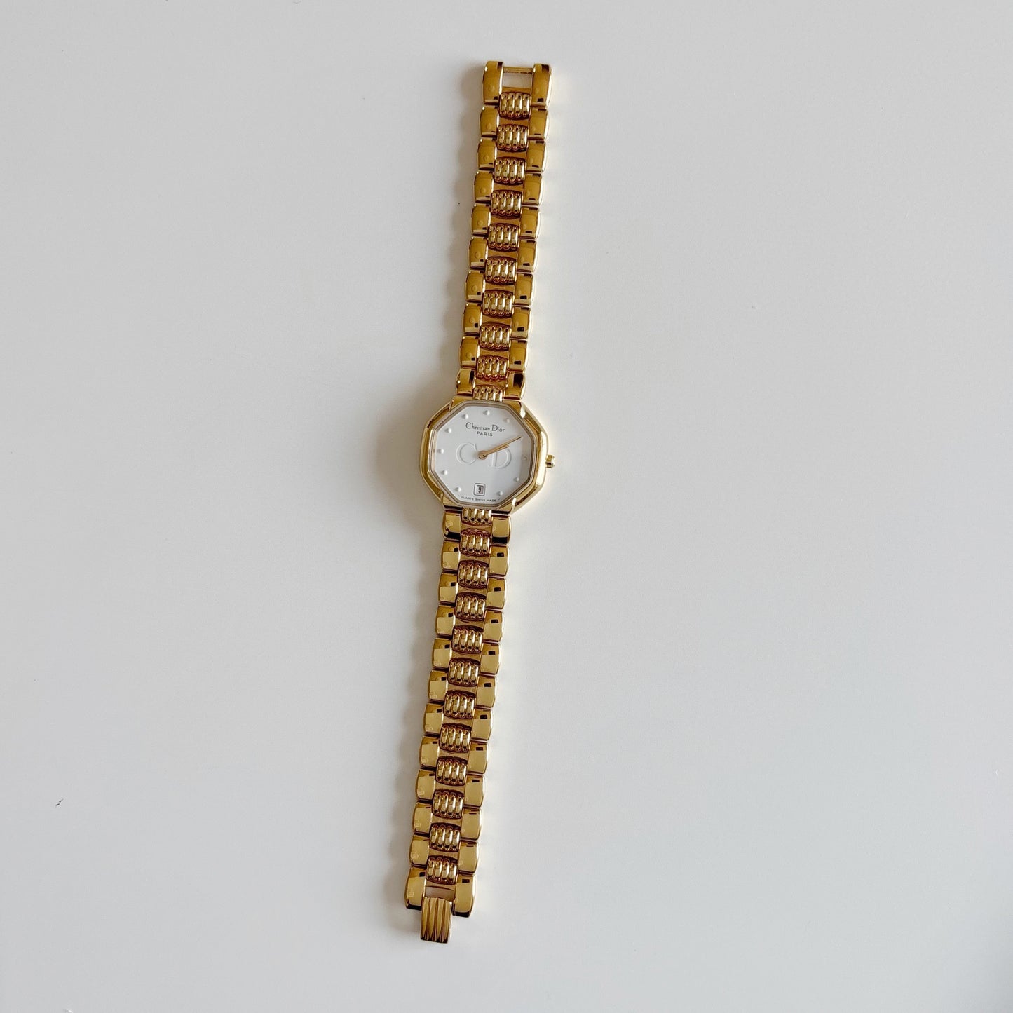 Dior 1990s Octagon Gold Plated Watch