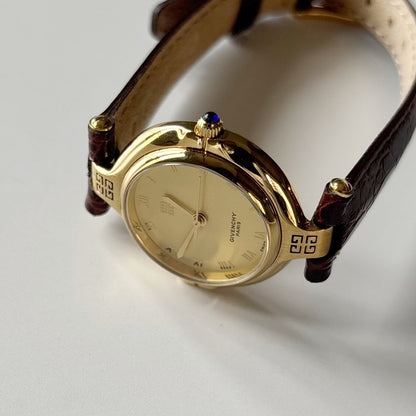 Givenchy 1990s Round Dial Gold Plated Watch