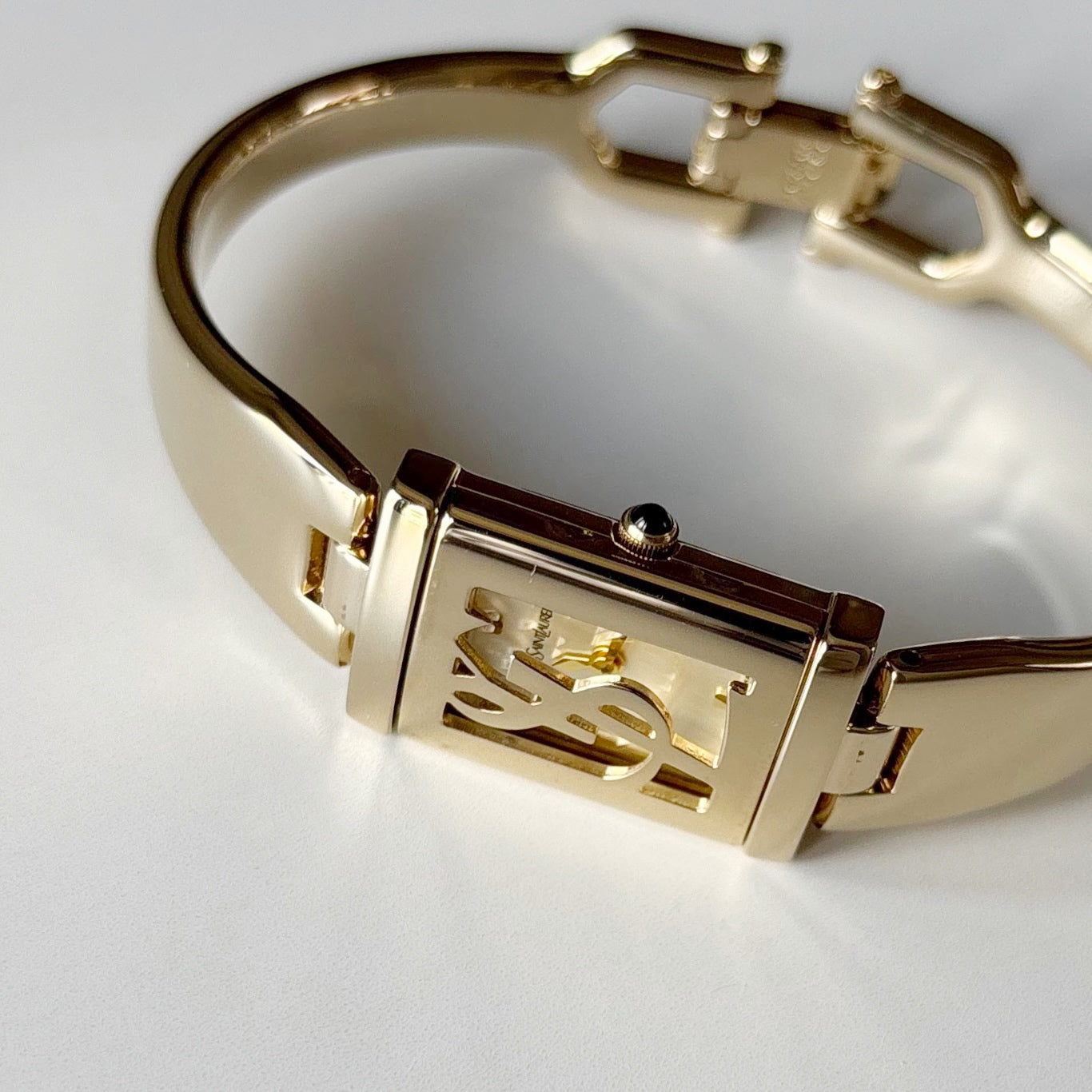 Yves Saint Laurent 1990s Peek-A-Boo Gold Plated Bangle Watch