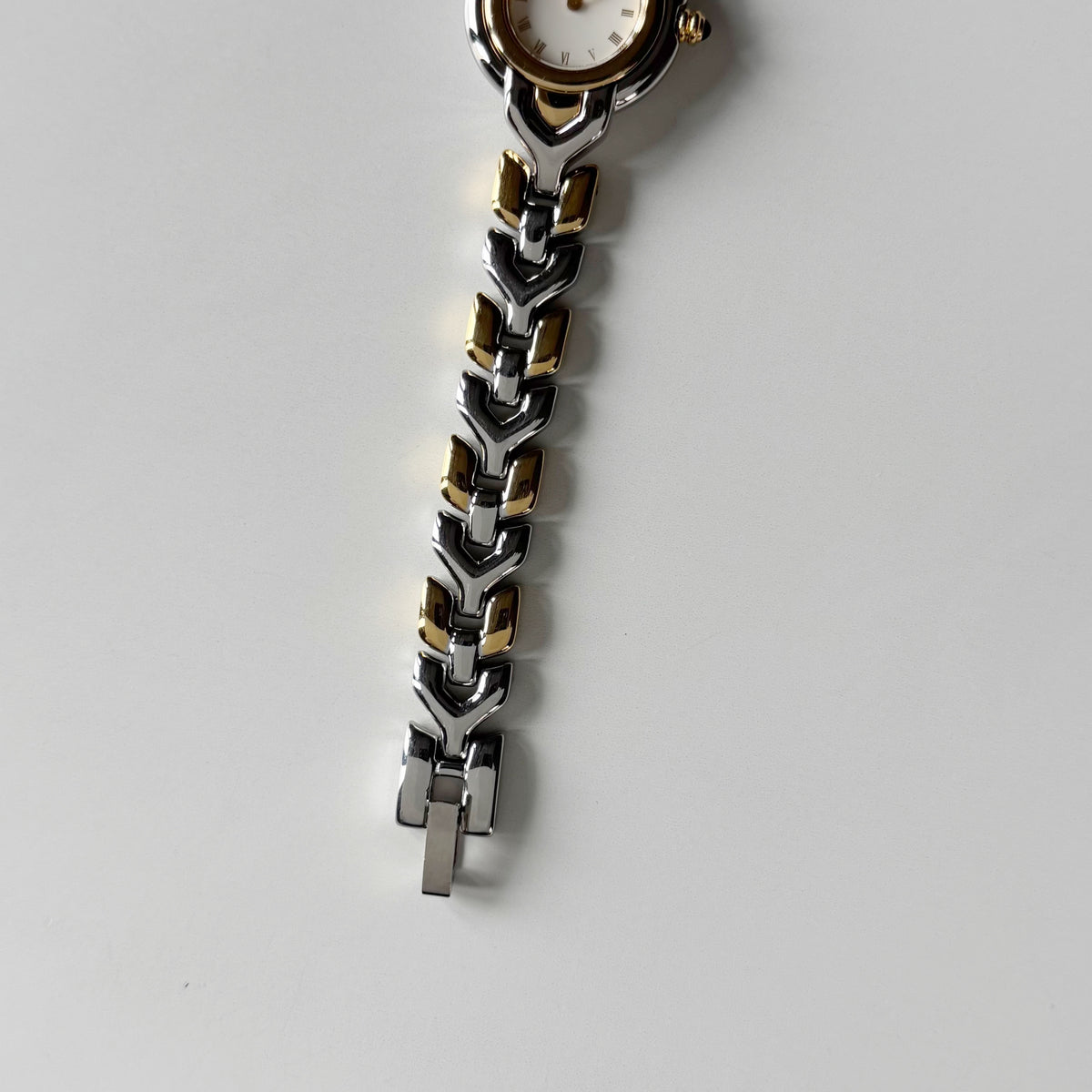 Yves Saint Laurent 1990s Round Dial Two Tone Gold Plated Watch