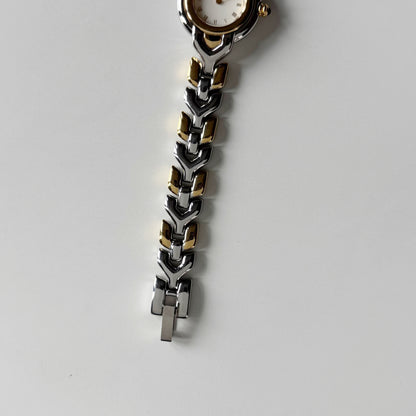 Yves Saint Laurent 1990s Round Dial Two Tone Gold Plated Watch