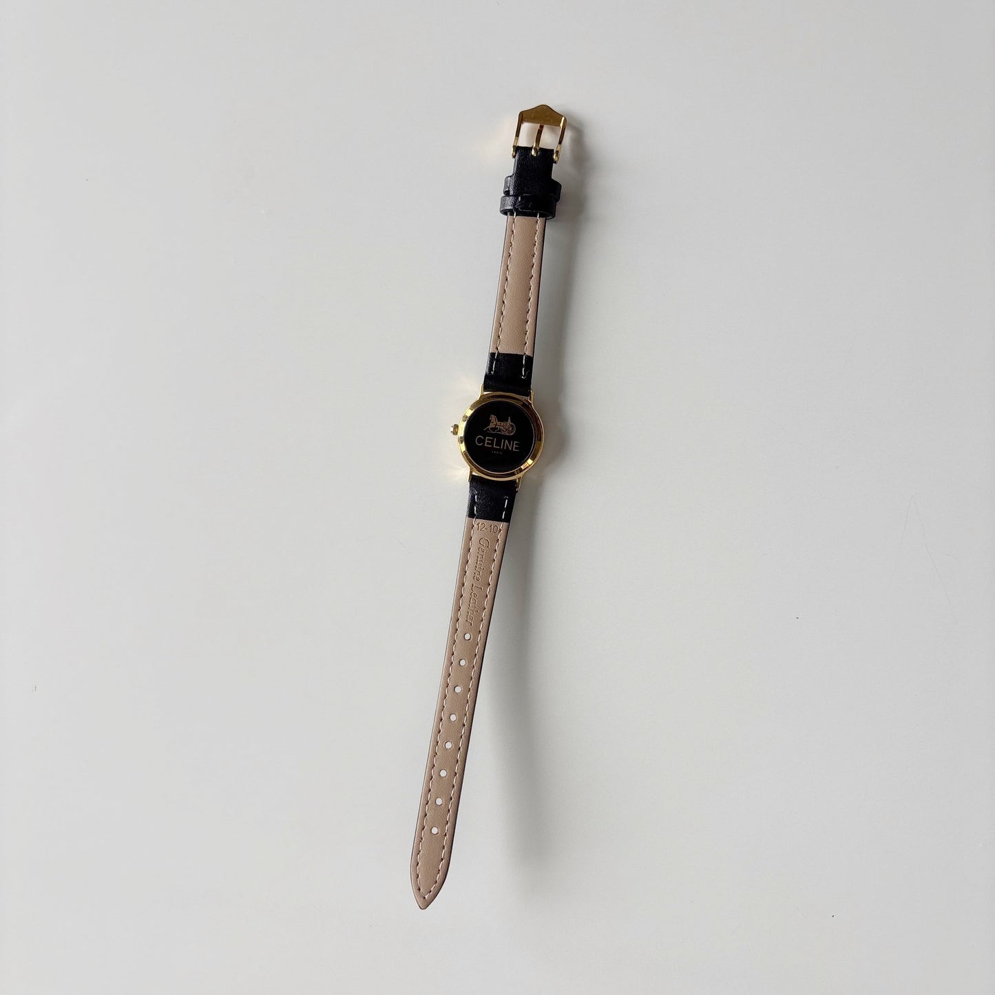 Celine 1980s Round Dial Gold Plated Watch