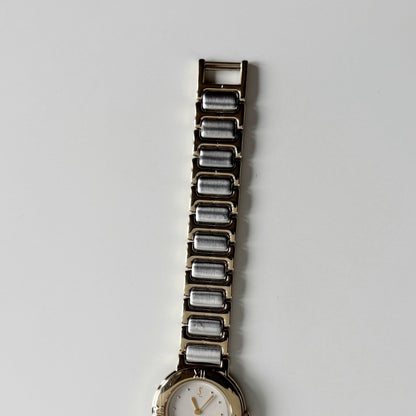 Yves Saint Laurent 1990s Round Dial Two Tone Gold Plated Watch