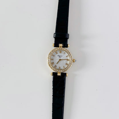 Dior 1990s Seashell Dial Gold Plated Watch