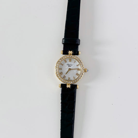 Dior 1990s Seashell Dial Gold Plated Watch
