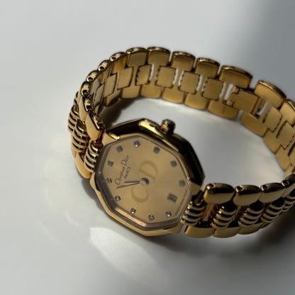Dior 1990s Octagon Gold Plated Watch