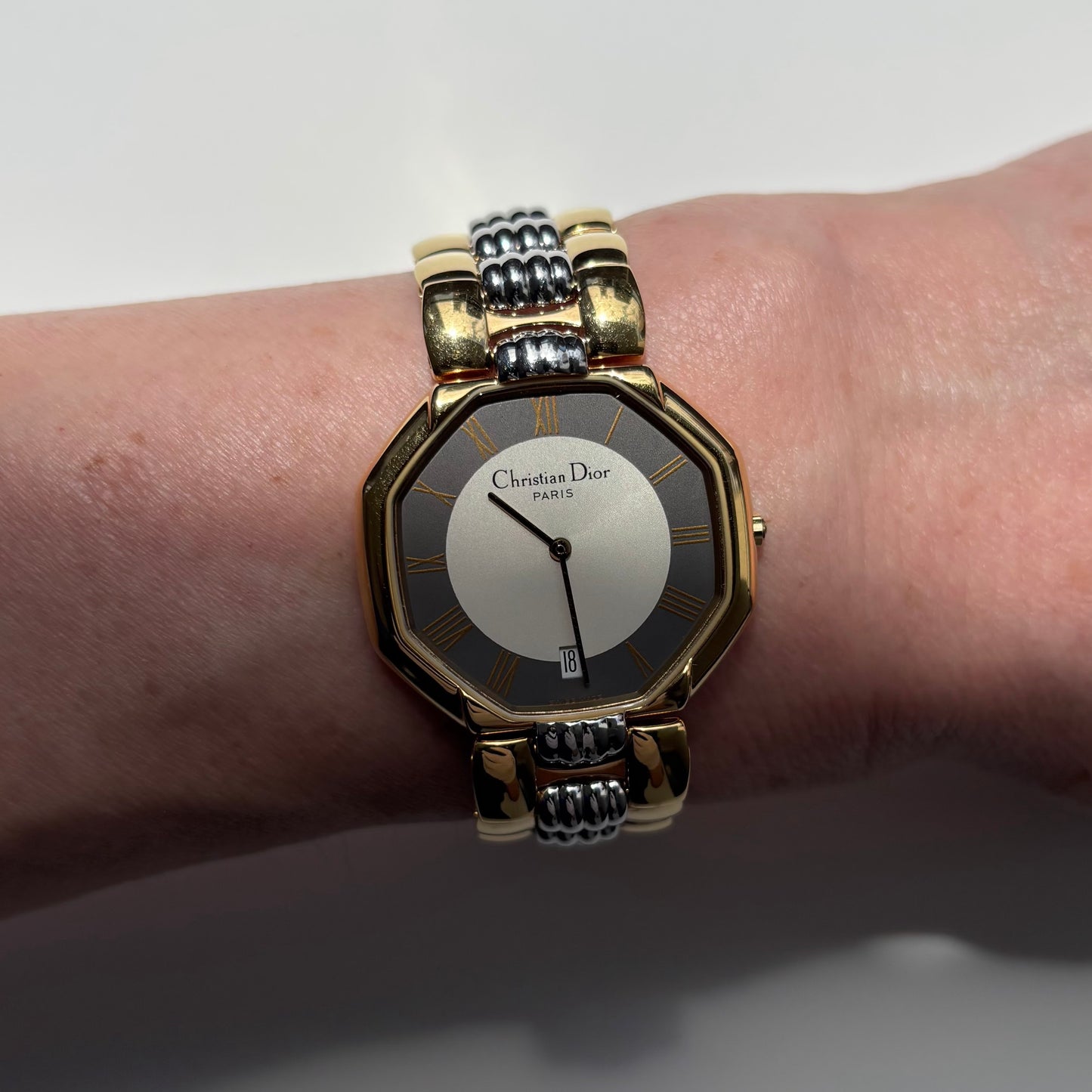 Dior 1990s Octagon Date Dial Two Tone Watch (Large) (5/31)