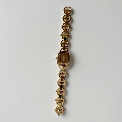 Gucci 1990s Seashell Dial Gold Plated Horsebit Watch