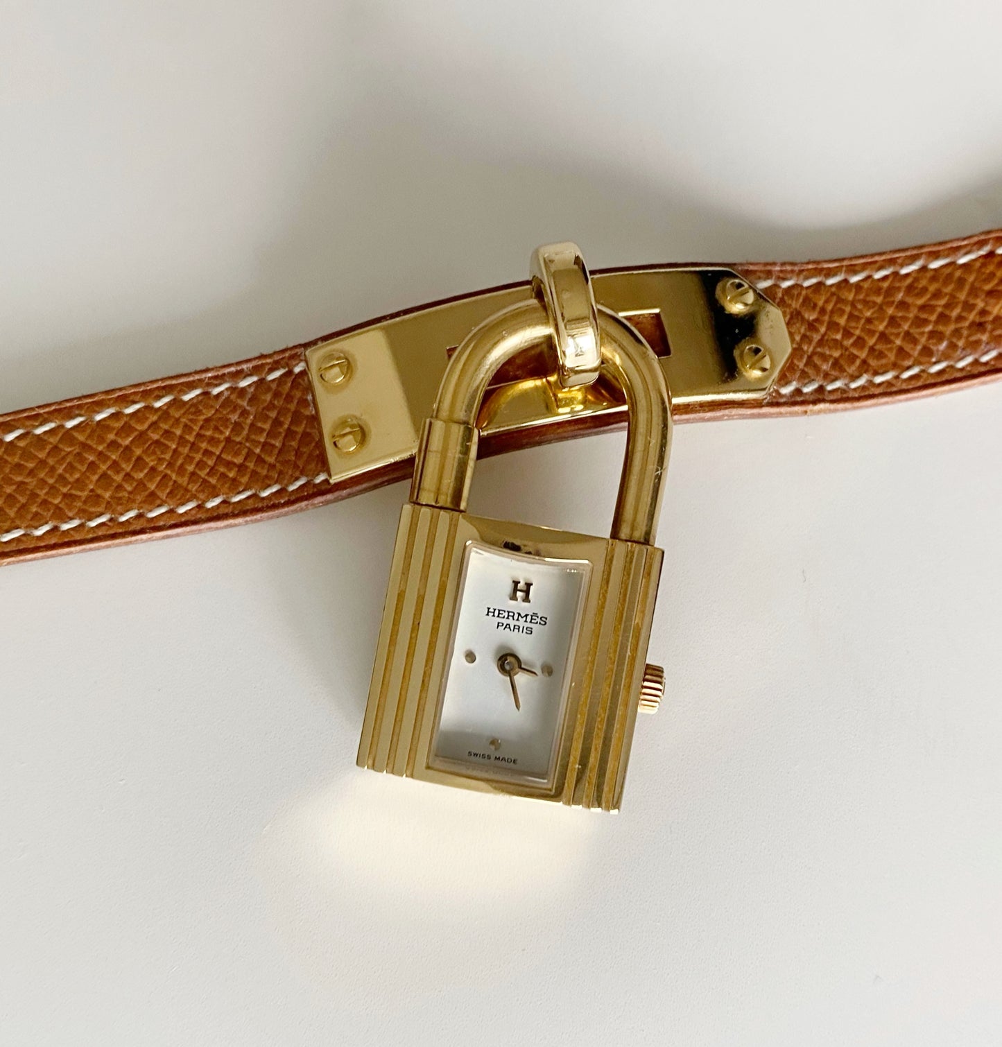 Hermes 1990s Kelly Gold Plated Watch
