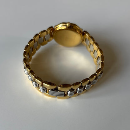 Dior 1990s Octagon Gold Dial Two-Tone Gold-Plated Watch