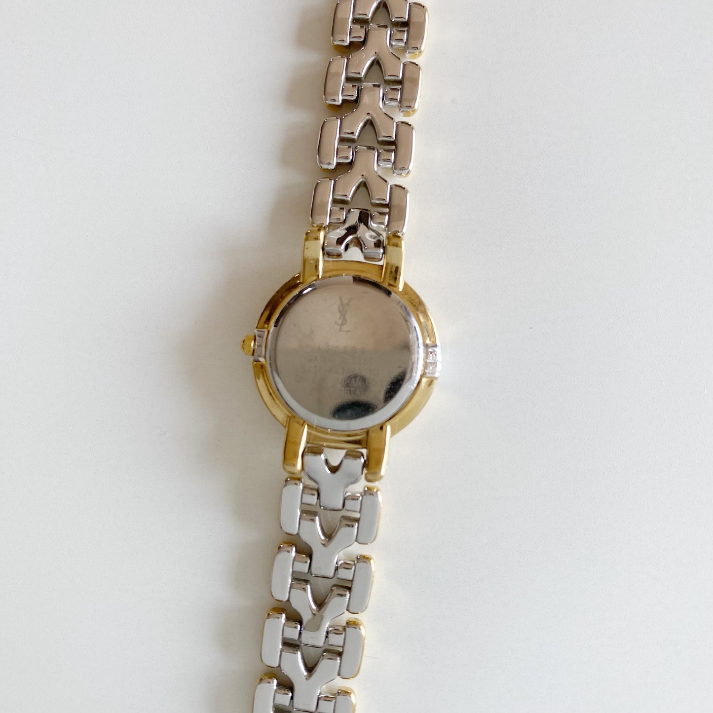 Yves Saint Laurent 1990s Two Tone Round Dial Gold Plated Watch