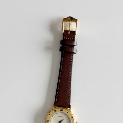 Gucci 1990s Round Dial Gold Plated Watch