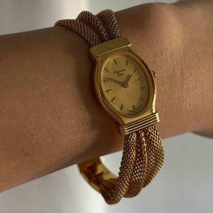 Dior 1990s Oval Dial Gold Plated Watch