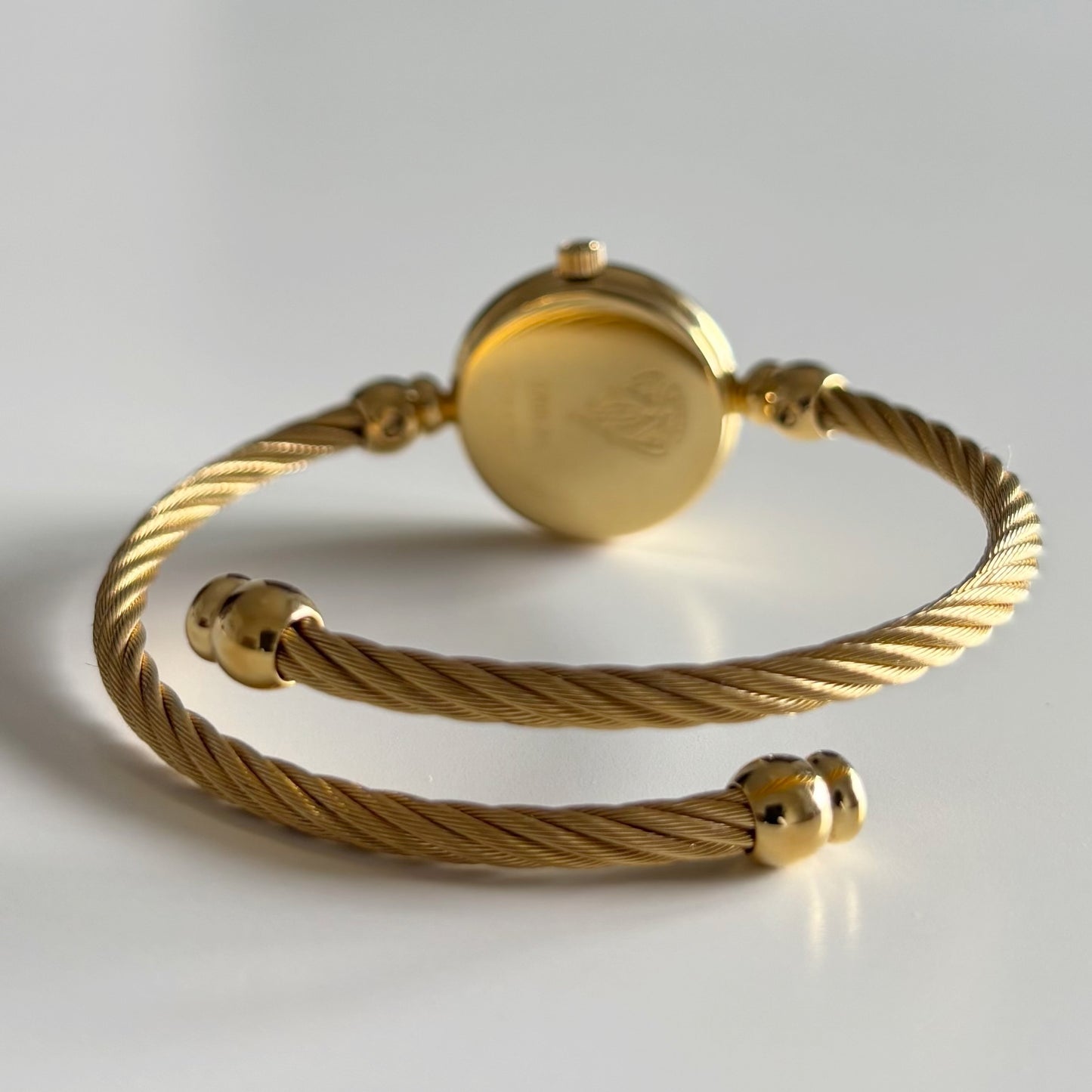 Gucci 1990s Black Dial Gold Plated Cable Bangle Watch