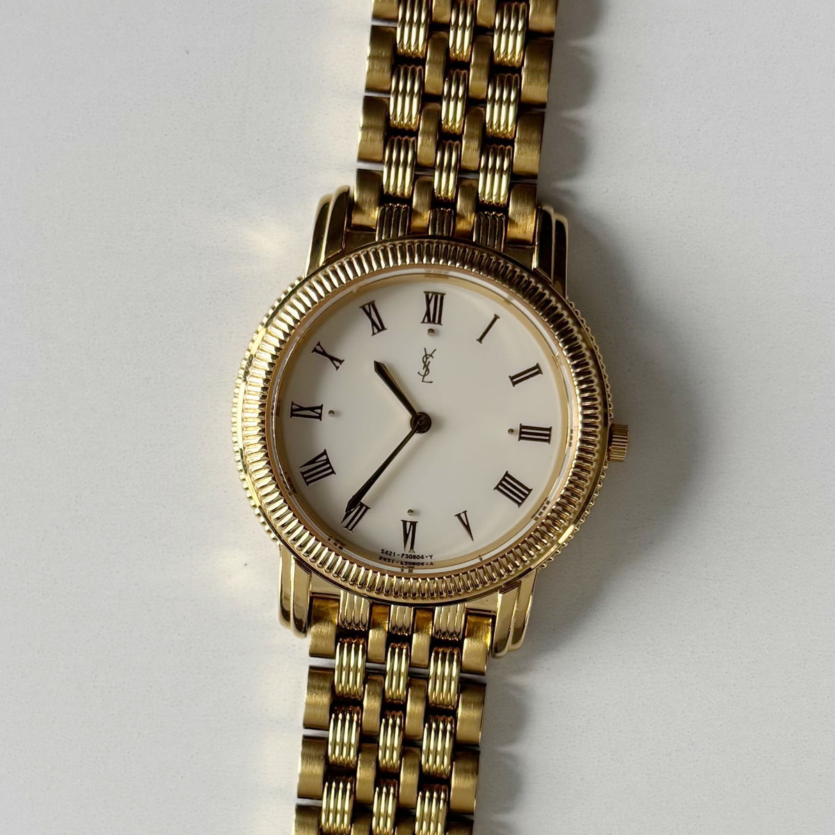 Yves Saint Laurent 1990s Round Dial Gold Plated Watch