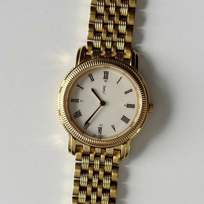 Yves Saint Laurent 1990s Round Dial Gold Plated Watch