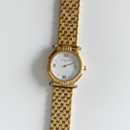 Dior 1990s Octagon Gold Plated Watch