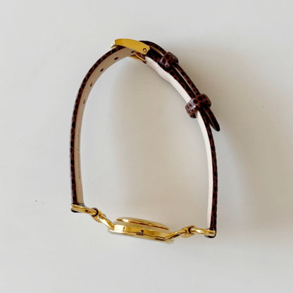 Gucci 1990s Gold Dial Gold Plated Horsebit Watch