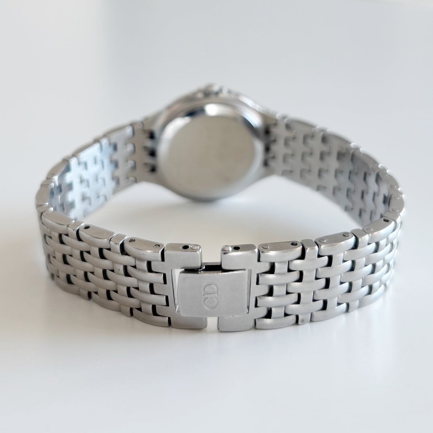 Dior 1990s Date Round Dial Silver Watch