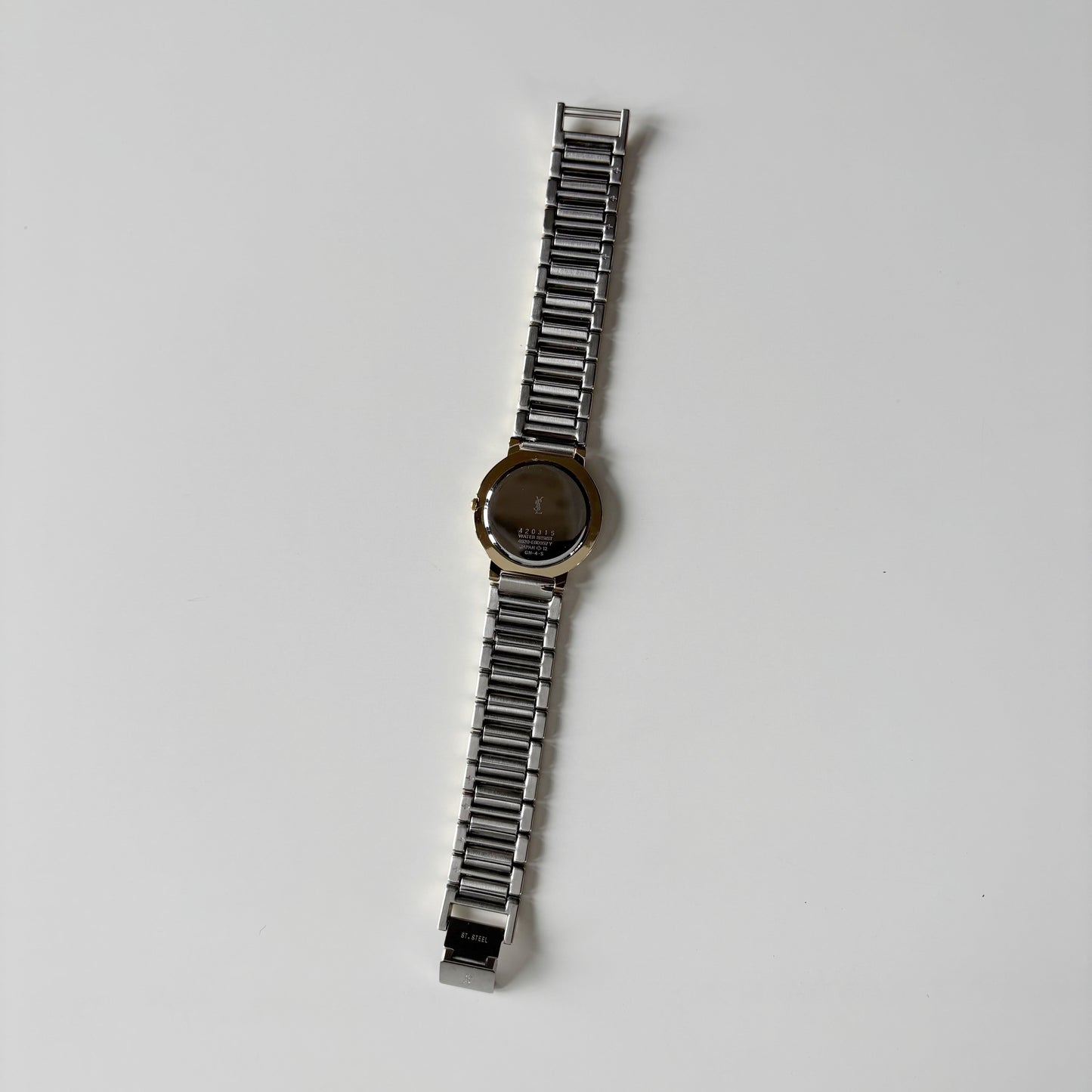 Yves Saint Laurent 1990s Navy Round Dial Two Tone Watch (Large)