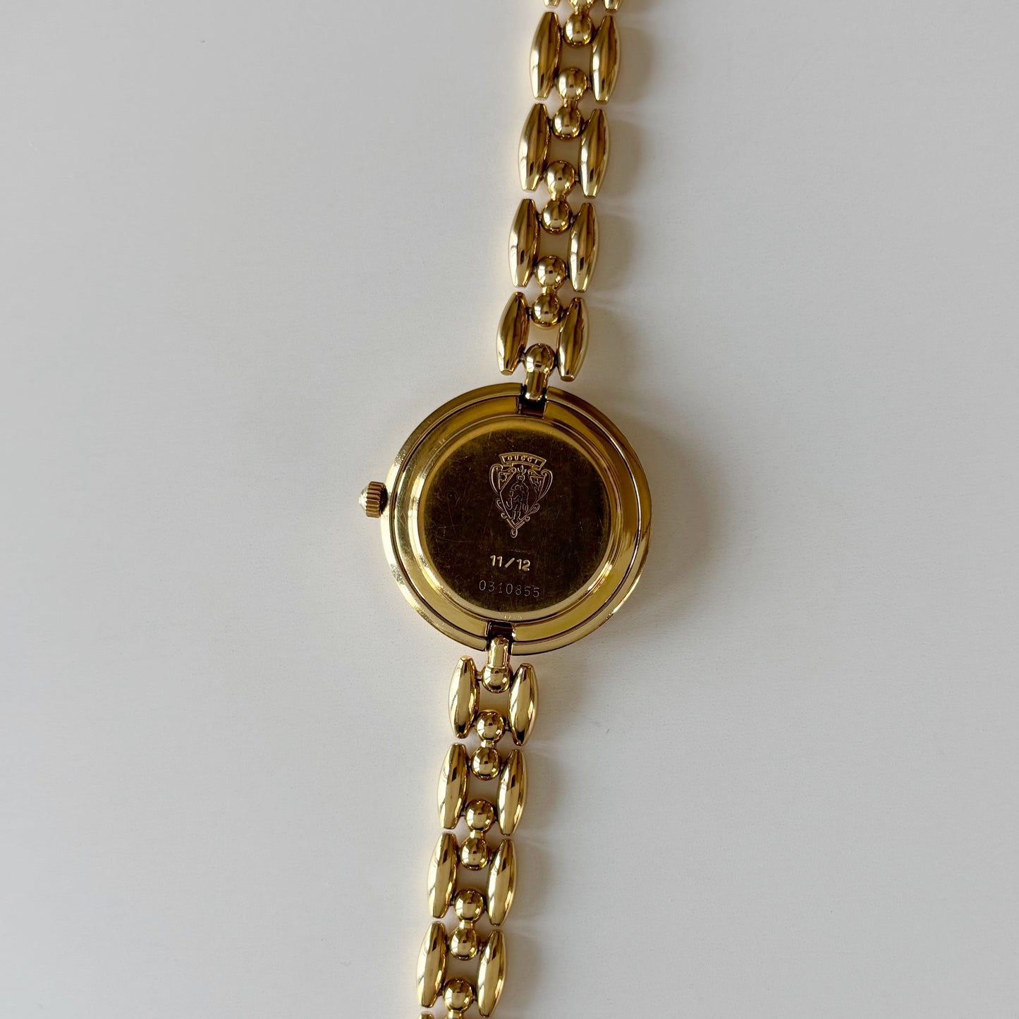 Gucci 1990s Interchangeable Bezel Gold Plated Rice Chain Watch with case, 6 bezels (165mm)