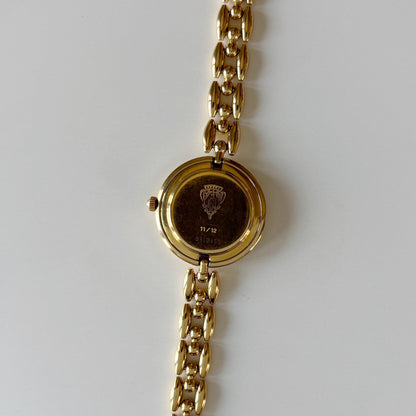 Gucci 1990s Interchangeable Bezel Gold Plated Rice Chain Watch with case, 6 bezels (165mm)