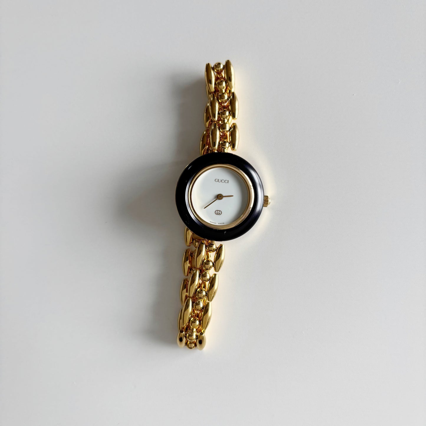 Gucci 1990s Interchangeable Bezel Gold Plated Watch with 6 bezels. case (160mm)